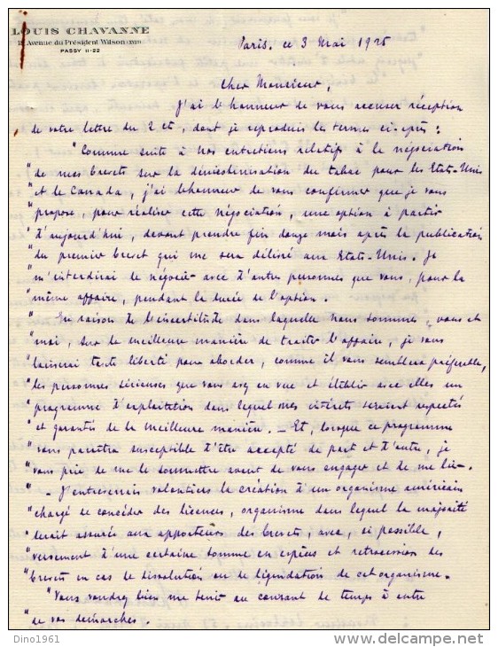 VP3606 -Tabac - Lettre De Mr Louis  CHAVANNE  à  PARIS  Pour  Mr SCHLOESING - Dokumente