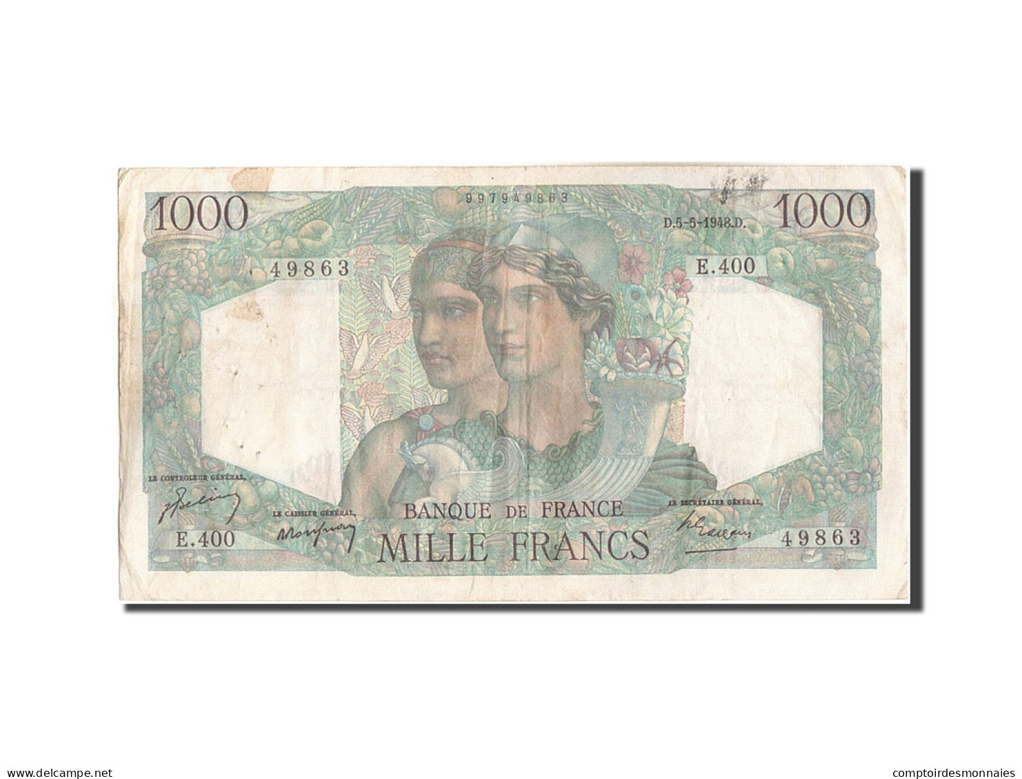 Billet, France, 1000 Francs, 1 000 F 1945-1950 ''Minerve Et Hercule'', 1948 - 1 000 F 1945-1950 ''Minerve Et Hercule''