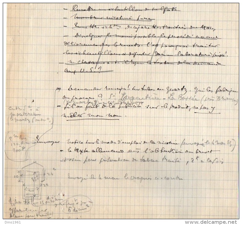 VP3608 -Tabac - Lot De Documents Mrs F. HARLE & G.BRUNETON Ingénieurs - Conseils à PARIS  Pour  Mr SCHLOESING - Documentos