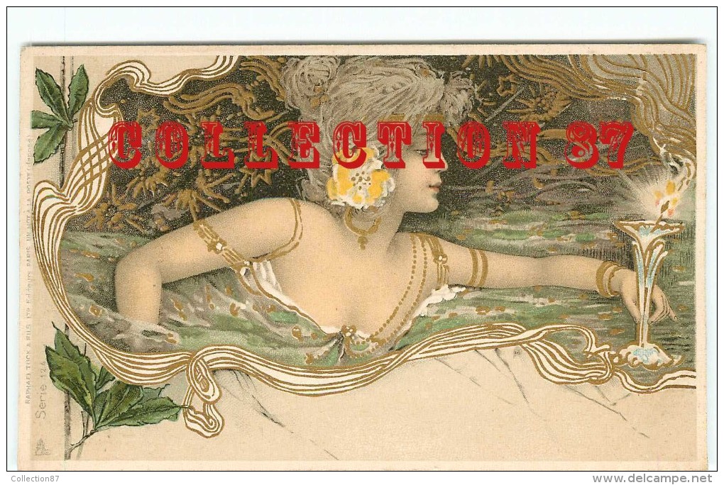 RAPHAEL KIRCHNER < FEMME à La COUPE De CHAMPAGNE  TUCK  RAPHAEL SERIE 124 - ART NOUVEAU - ARS NOVA - Kirchner, Raphael