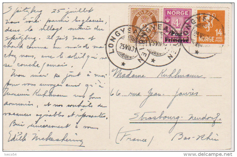 1931 - Norway - Norvège Spitzberg    " Isbjerg Iceberg "  (  Vers Strasbourg Neudorf ) - Norvège