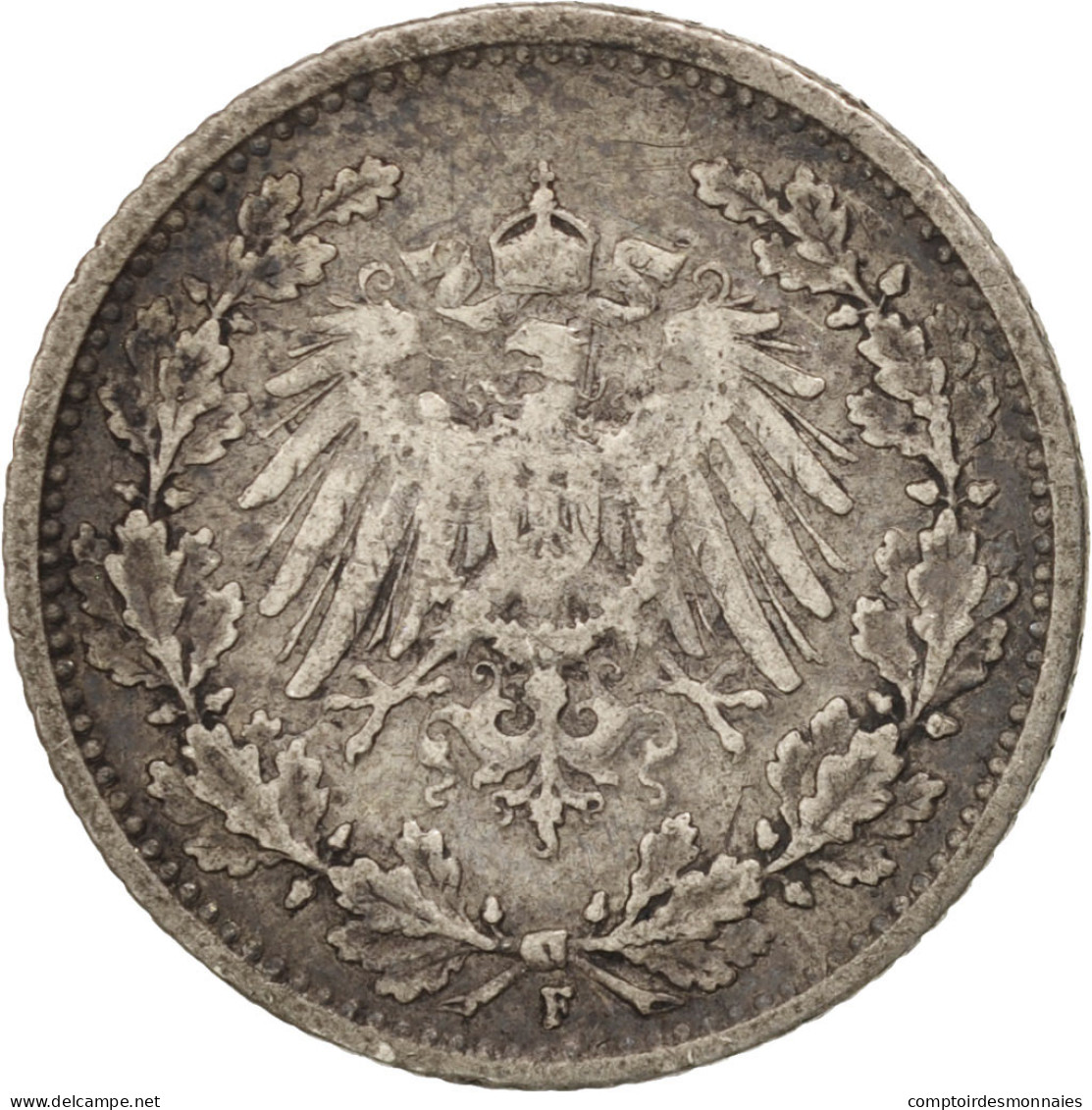 Monnaie, GERMANY - EMPIRE, 1/2 Mark, 1906, Stuttgart, TB+, Argent, KM:17 - 1/2 Mark