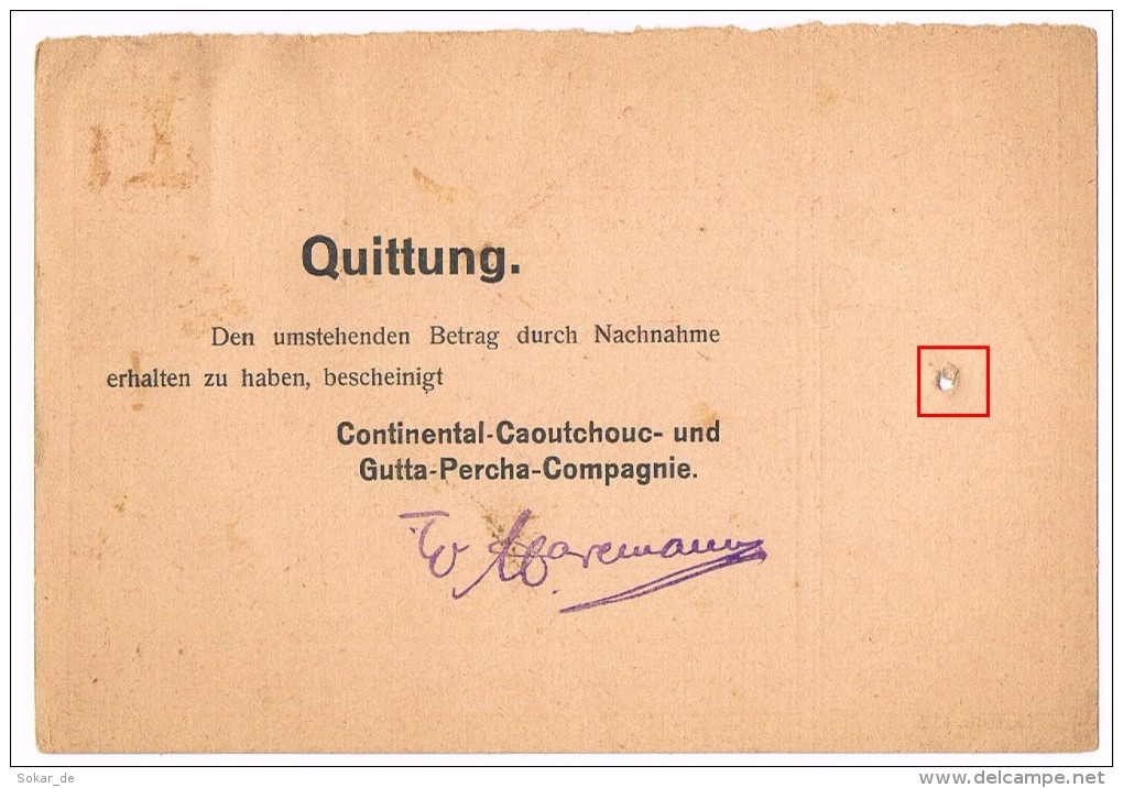 Nachnahme 1927  DR Firmenlochung Perfin CC Continental - Caoutchouc Hannover - Cartas & Documentos