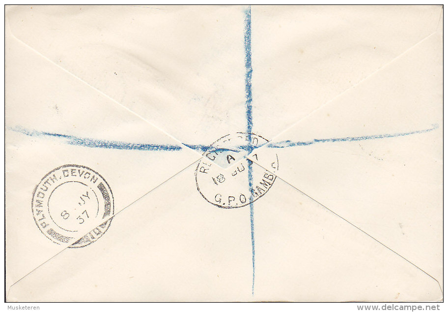 Gambia Einschreiben Registered 1937 Cover Brief GVI. Coronation Issue Complete Set (2 Scans) - Gambie (...-1964)