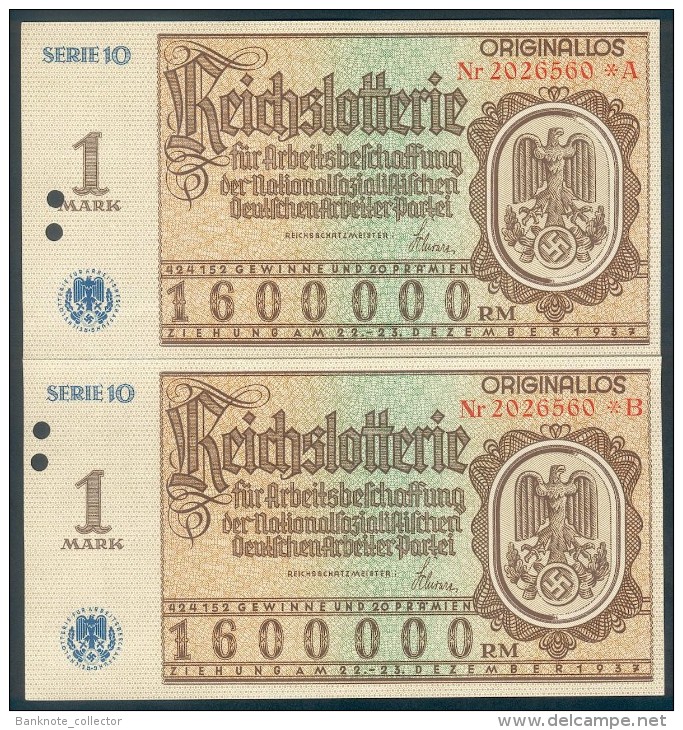 Deutschland, Germany - " REICHSLOTTERIE ", " 2 X ORIGINALLOS, FOTO & DOKUMENT Der NSDAP " 1937 ! - Sonstige & Ohne Zuordnung