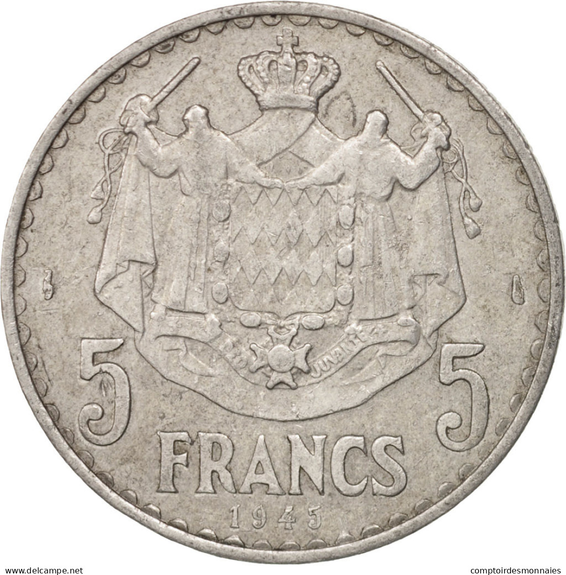 Monnaie, Monaco, Louis II, 5 Francs, 1945, TTB, Aluminium, KM:122, Gadoury:MC135 - 1922-1949 Louis II