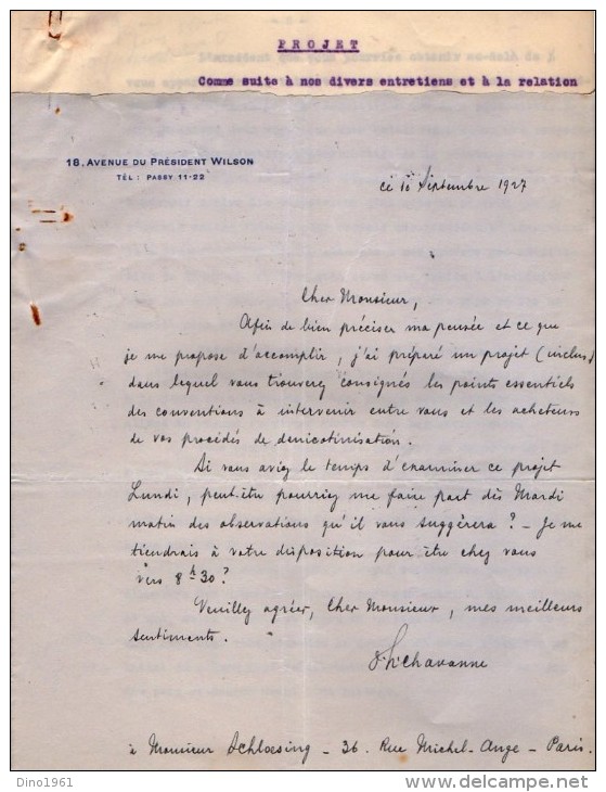 VP3618 - Tabac - Lettre De Mr Louis CHAVANNE à PARIS Pour Mr SCHLOESING - Documenten