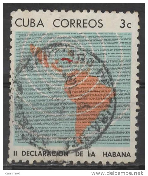 1964 2nd Declaration Of Havana - 3c Map Of Latin America And Part Of Declaration  FU - Usados