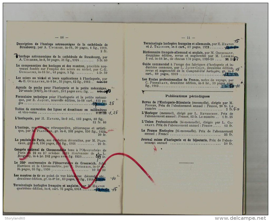 Catalogue D'ouvrages Sur L'horlogerie , La Bijouterie Et L'optique  1927 - Petits Métiers