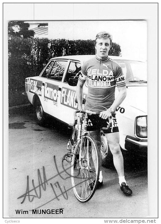 Wim MIJNGEER , Autographe Manuscrit, Dédicace . 2 Scans. Velda Lano Flandria 1978 - Ciclismo