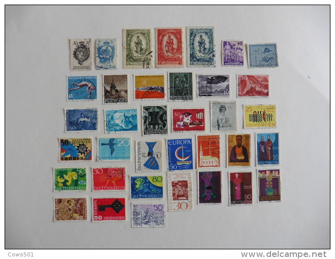 Liechtenstein :36 Timbres Oblitérés - Collections