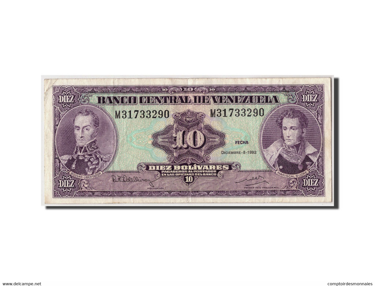 Billet, Venezuela, 10 Bolívares, 1992, 1992-12-08, KM:61c, TTB+ - Venezuela