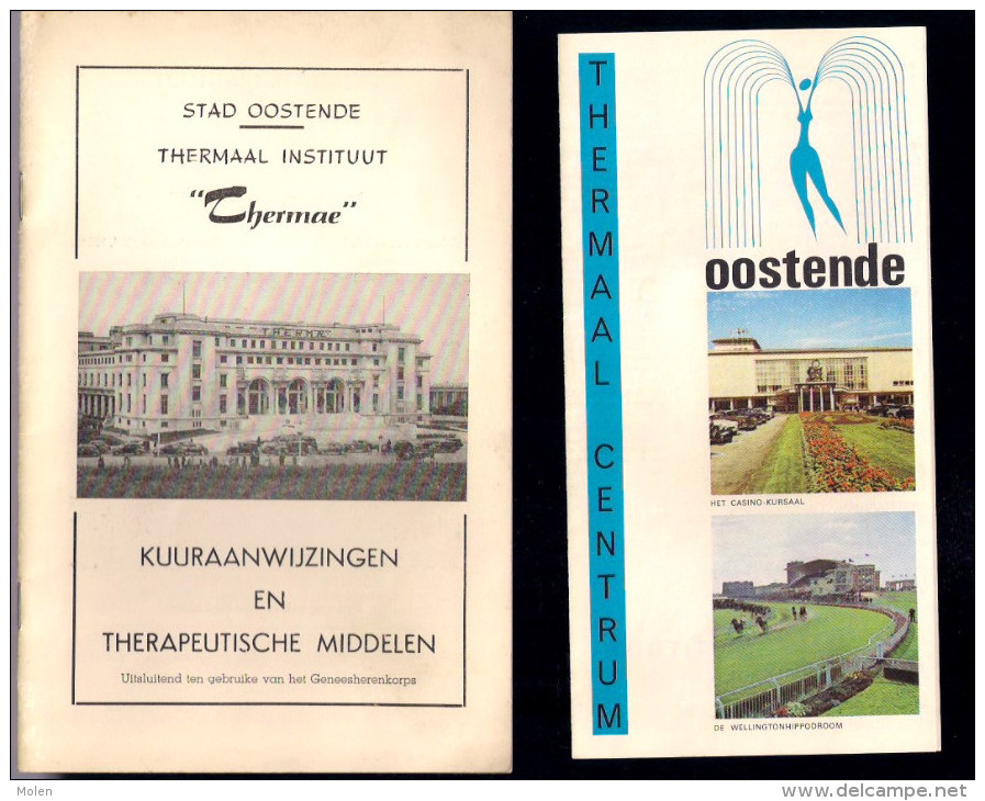 2x Folder OOSTENDE THERMAE 20+4blz Ca©1950 THERMAAL Prospectus Toeristische Gids Pub Reclame Heemkunde Geschiedenis Z285 - Oostende