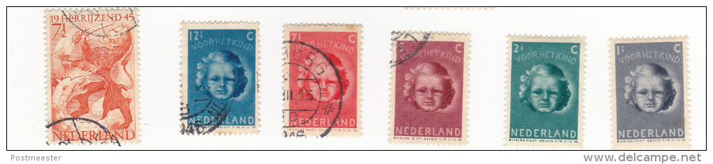 Nederland 1945 Volledig Jaar Gebruikt. NVPH 443 - 448 - Années Complètes