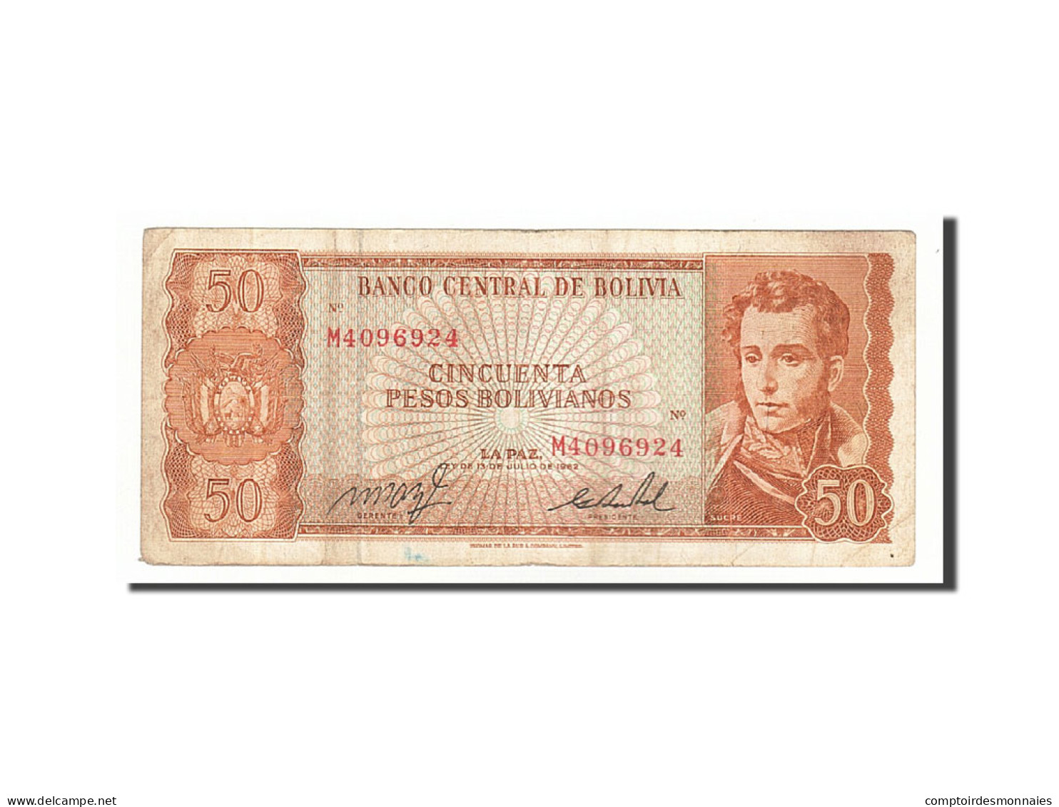 Billet, Bolivie, 50 Pesos Bolivianos, 1962, 1962-07-13, KM:162a, TB - Bolivië