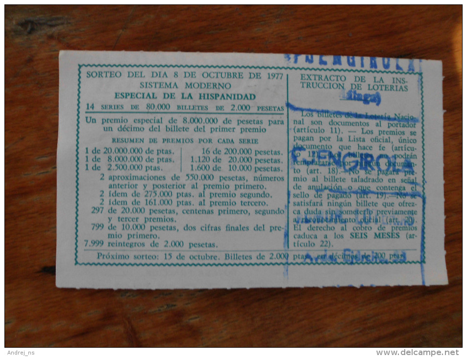 Loteria Nacional 1977 - Billets De Loterie