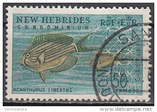 Nouvelles Hebrides 1963 Michel 202 O Cote (2005) 2.00 Euro Poisson Chirurgien Rayé Cachet Rond - Gebraucht