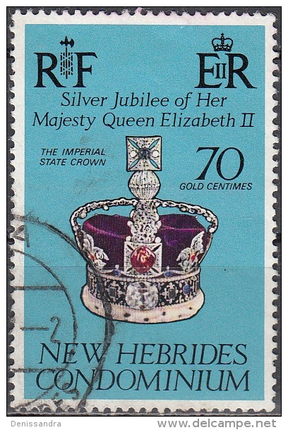 Nouvelles Hebrides 1977 Michel 442 O Cote (2005) 0.50 Euro Couronne De Reine Elisabeth II Cachet Rond - Used Stamps