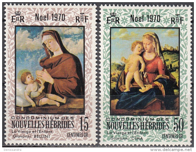 Nouvelles Hebrides 1970 Michel 299 - 300 Neuf ** Cote (2005) 2.40 Euro Noël La Vierge Et L'enfant - Ongebruikt