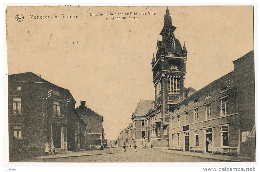 Monceau Sur Sambre Charleroi Un Coin De La Place De L' Hotel De Ville Et Grand' Rue Ferrer Edit Bardiau Louis Morlanwelz - Autres & Non Classés