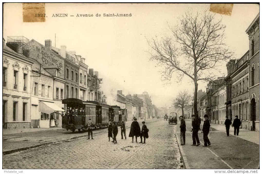 ANZIN - Avenue De Sta Amand - Avec Tramway - Traces D'anciennes Charnières - Animée - A Voir - N° 11200 - Anzin