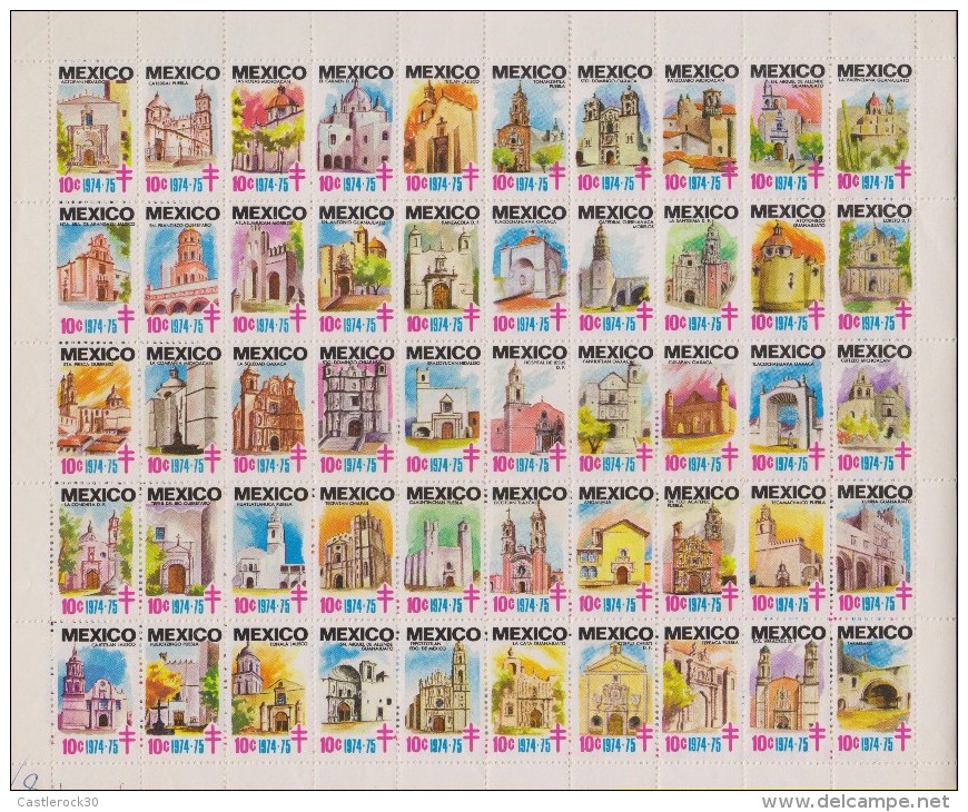 O) 1974 MEXICO, LEAGUE AGAINST TUBERCULOSIS, ARCHITECTURE - CHURCHS, BLOCK MNH - Mexico