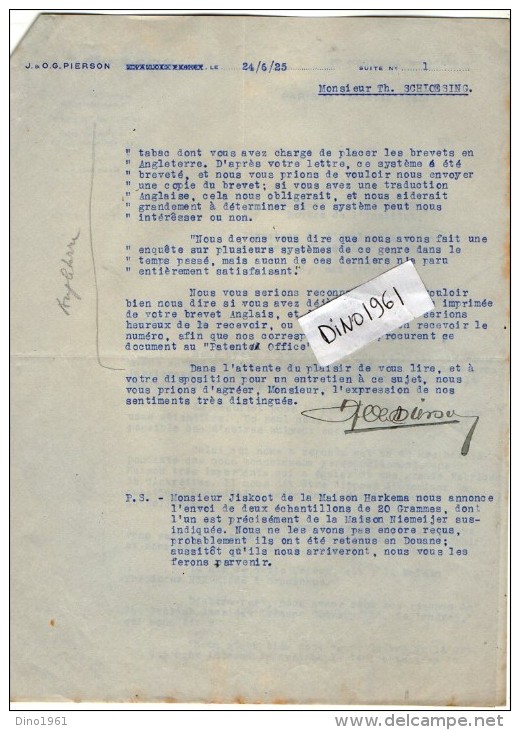 VP3625 - Lot De Lettres De Mrs J.& O.G. PIERSON  Concernant La Vente & Fabrication Du Tabac Pour Mr SCHLOESING à PARIS - Documentos