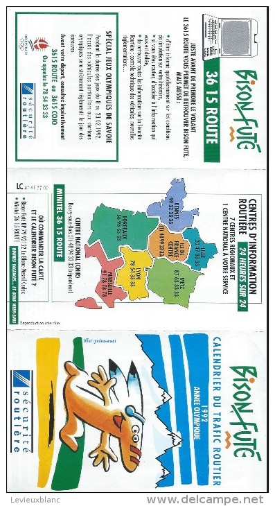 Calendrier De Poche à 3 Volets/Bison Futé/Calendrier Du Trafic Routier/Sécurité Routiére/AnnéeOlympique /1992    CAL306 - Autres & Non Classés