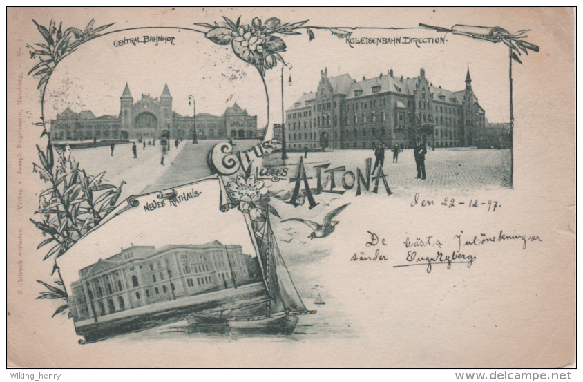 Hamburg Altona - S/w Litho Mehrbildkarte - Altona