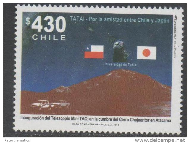 CHILE ,2010 ,MNH, FRIENSHIP WITH JAPAN, ASTRONOMY, TELESCOPE, MOUNTAINS, 1v - Astrology