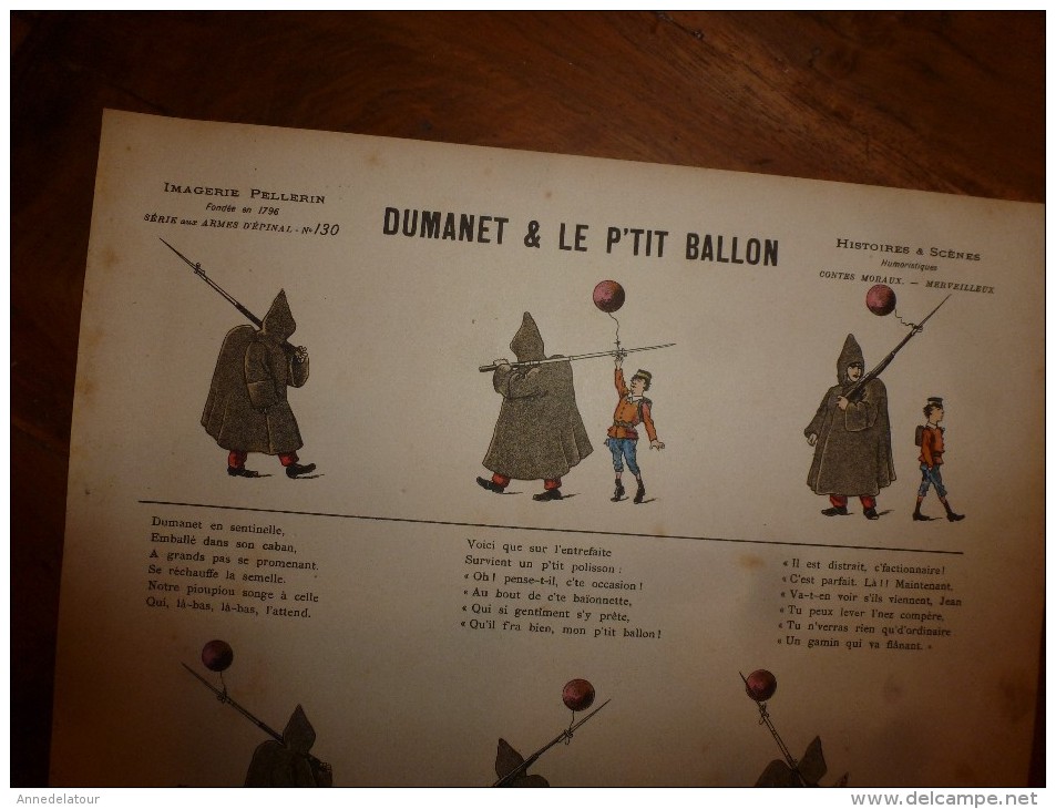 V. 1892 IMAGE D'EPINAL :n°130 DUMANET ET LE P'TIT BALLON :Histoires & Scènes Humoristiques.,Contes Moraux & Merveilleux - Collections