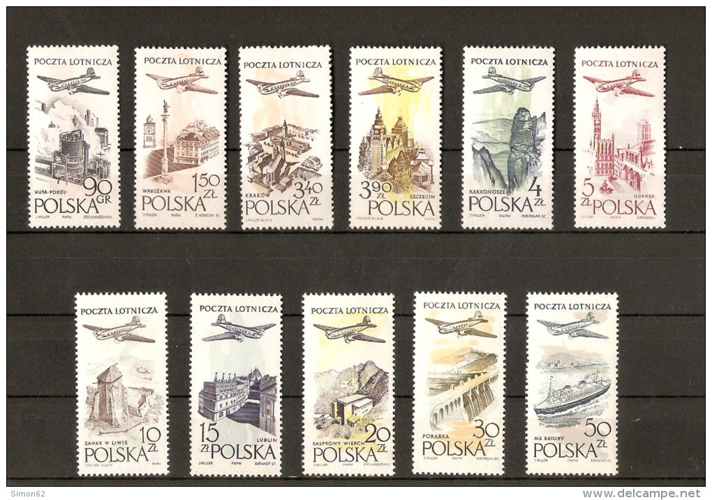 POLOGNE POSTE AERIENNE DE 1957 /58    N°41/51  NEUF ** MNH - Ungebraucht