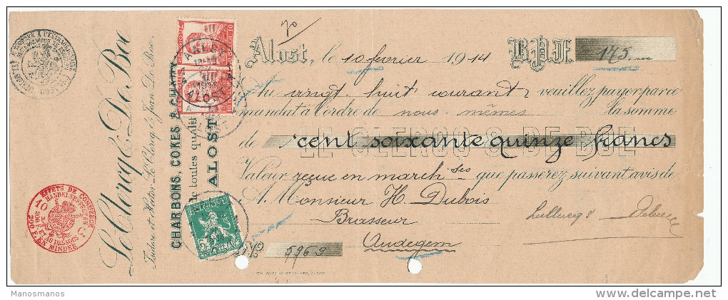 327/24 - CHARBON Belgique - Mandat 1914 Pour Brasseur Dubois à AUDEGEM - Charbons De Clercq Et De Boe à ALOST - Minerals