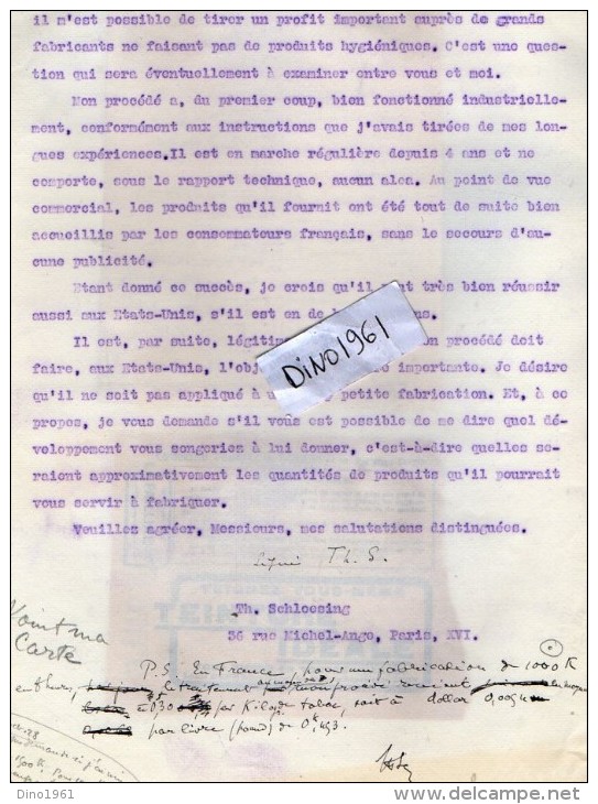 VP3628 - Tabac - Lot De Documents Sur La Cie SANO Gigars And Cigarettes NEW YORK Pour Mr SCHLOESING à PARIS - Documenten