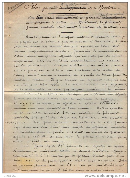 VP3628 - Tabac - Lot de Documents sur la Cie SANO Gigars and Cigarettes NEW YORK pour Mr SCHLOESING à PARIS