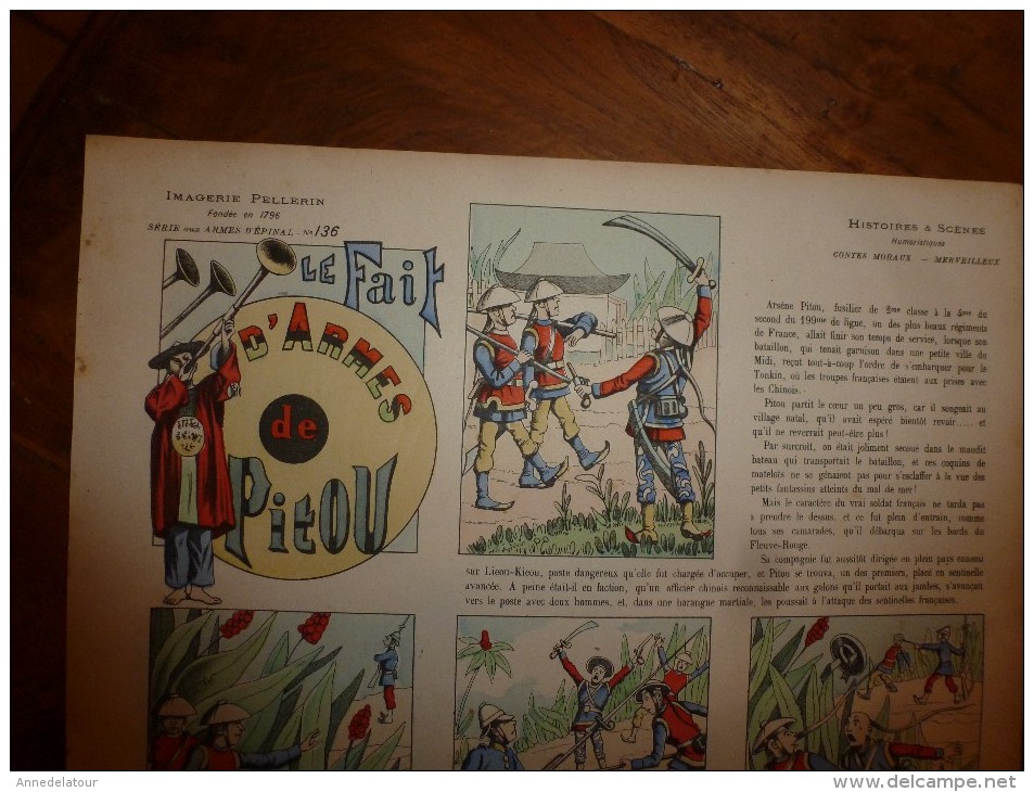 V. 1892 IMAGE D'EPINAL :n°136 LE FAIT D'ARMES DE PITOU :Histoires & Scènes Humoristiques,Contes Moraux & Merveilleux - Collections