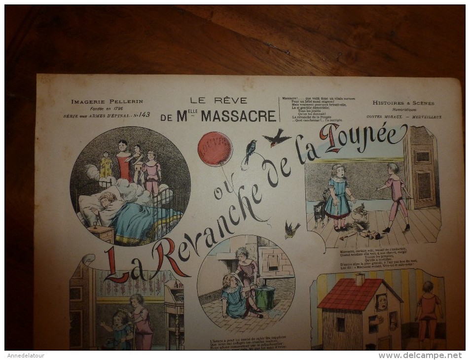 1892 IMAGE D'EPINAL :n°143 LE RÊVE DE Mlle MASSACRE OU LA REVANCHE DE LA POUPEE, Scènes ,Contes Moraux & Merveilleux - Collections