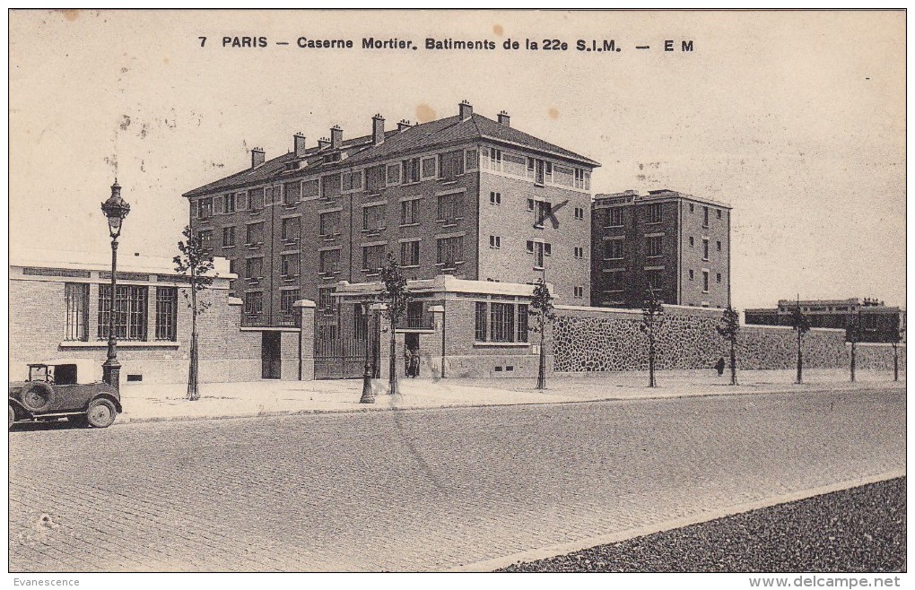 75  PARIS  ... CASERNE MORTIER  22 EME S I M       /////  REF. MARS 16 BO PARIS - District 20