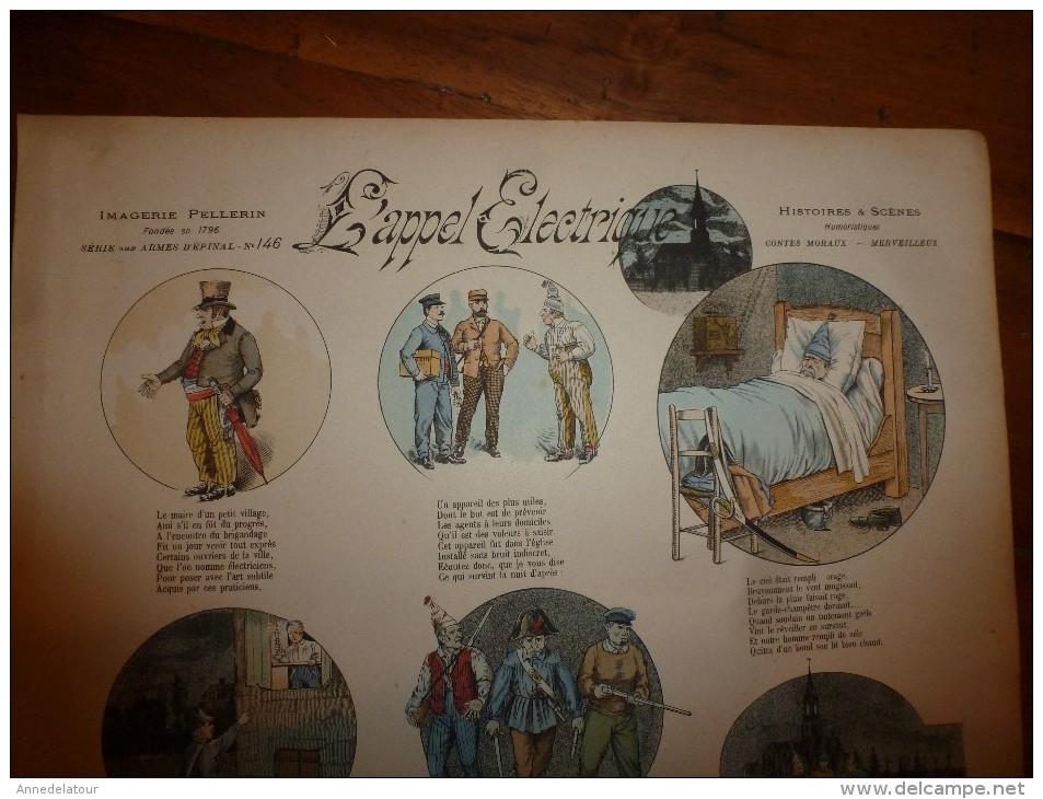 1892 IMAGE D'EPINAL :n°146 L'APPEL ELECTRIQUE :Histoires & Scènes Humoristiques,Contes Moraux & Merveilleux - Verzamelingen