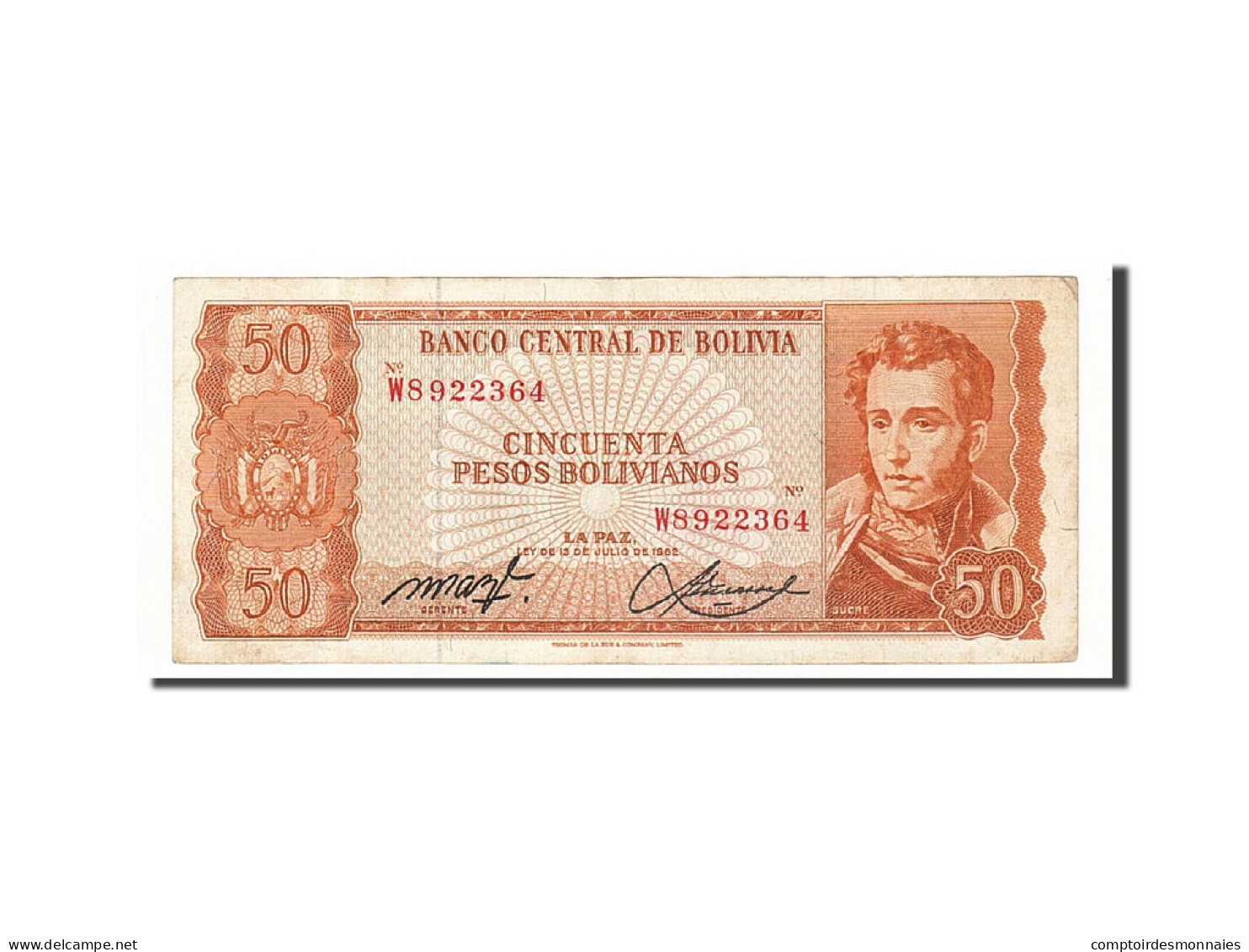 Billet, Bolivie, 50 Pesos Bolivianos, 1962, 1962-07-13, KM:162a, TB+ - Bolivia