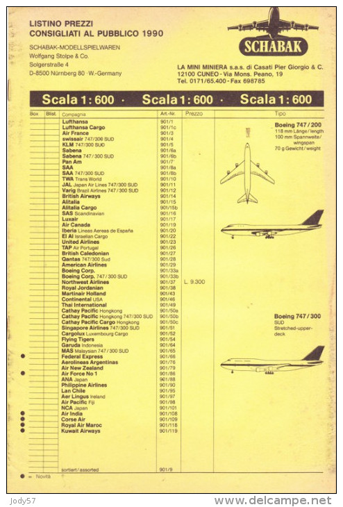 CATALOGO LISTINO PREZZI - SCHABAK - 1990 - Aviones & Helicópteros