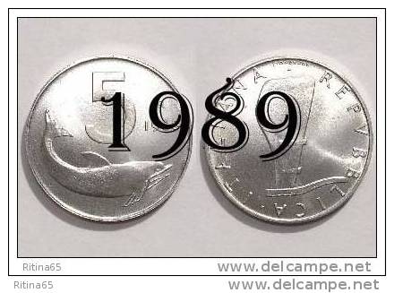 !!! LIRE 5 1989 FDC " DELFINO " ITALIA !!! - 5 Lire