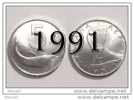 !!! LIRE 5 1991 FDC " DELFINO " ITALIA !!! - 5 Liras