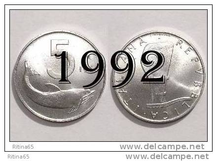 !!! LIRE 5 1992 FDC " DELFINO " ITALIA !!! - 5 Lire