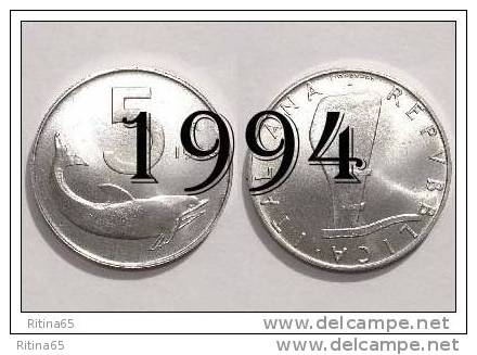 !!! LIRE 5 1994 FDC " DELFINO " ITALIA !!! - 5 Liras