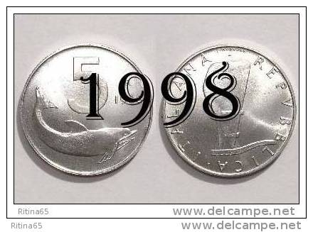 !!! LIRE 5 1998 FDC " DELFINO " ITALIA !!! - 5 Liras