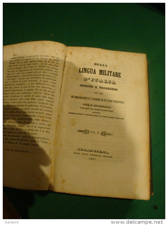 "DELLA LINGUA MILITARE D'ITALIA  Origine e progresso" Autore F. SPONZILLI  Reale Tipografia Militare Napoli 1846