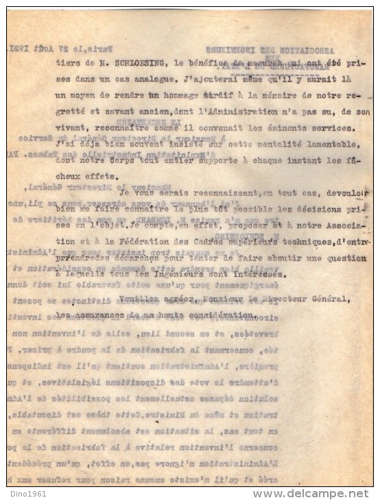 VP3631 - Lettres De L´Association Des Ingénieurs Des Manufactures De L´Etat & Du Service D´Exploitatoin à PARIS - Documenten