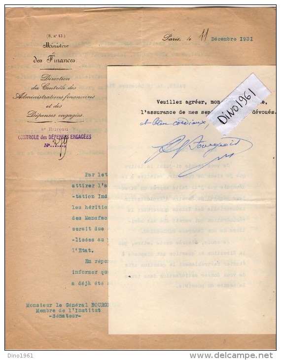 VP3632 - Lettres De Mr Le Général BOURGEOIS Sénateur & Du Ministère Des Finances à PARIS Au Sujet De Mr SCHLOESING - Documents