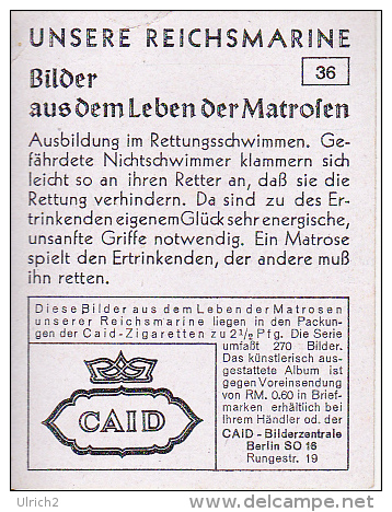 CAID Sammelbild - Unsere Reichsmarine - Aus Dem Leben Der Matrosen - Rettungsschwimmer (22178) - Other Brands